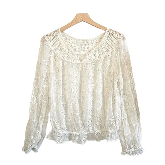 Bellatrix Sheer lace blouse, white,  size S - Picture 1 of 13